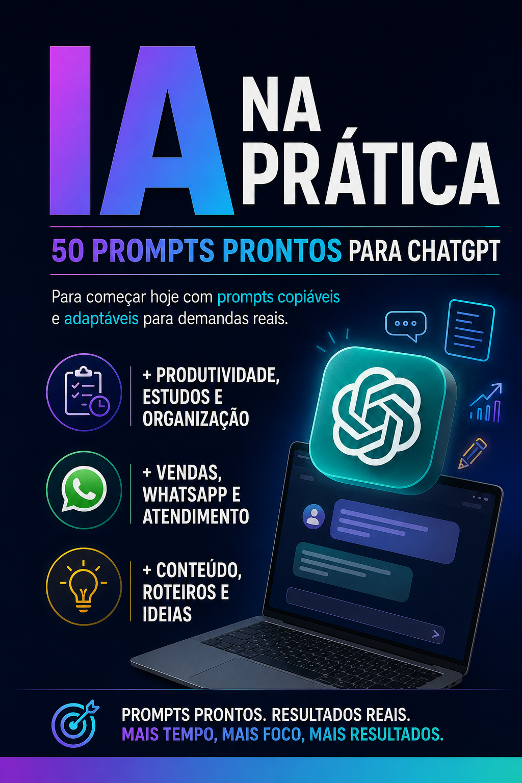 Capa do produto IA na Prática com prompts para ChatGPT